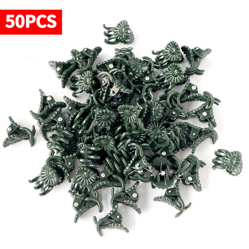 Florist Supply Bulk - 50 szt. 5-ramiennych ciemnozielonych klipsów do