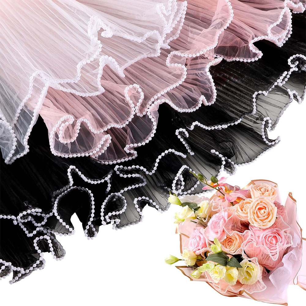 Florist Flower Supply - 28cmX3.8Yds papier do pakowania kwiatów perłowa